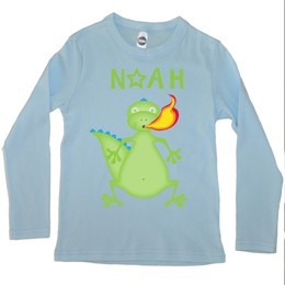 Langærmet bluse med drage og navn 1