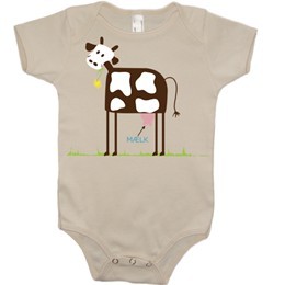 Økologisk babybody med dyreprint ko ecru_1