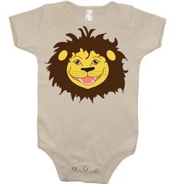 Økologisk babybody med dyreprint løve ecru_1