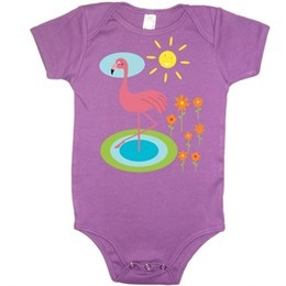 Økologisk babybody med dyreprint af flamingo_lilla 1