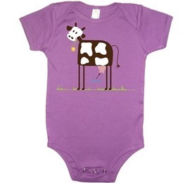 Økologisk babybody med dyreprint af flamingo_lilla _1