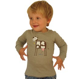 Termo T-Shirt med print af ko oliven__1