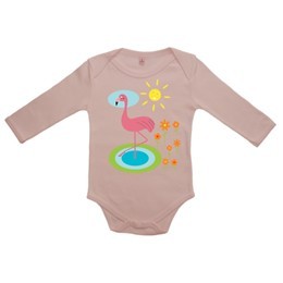 Kraftig økologisk babybody m. flamingo pink 1