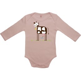 Kraftig økologisk babybody m. ko pink 1