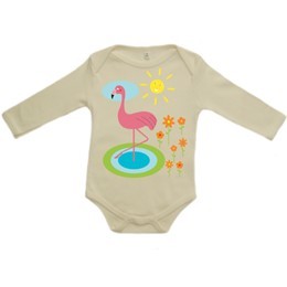 Kraftig økologisk babybody m._flamingo_ ecru 1