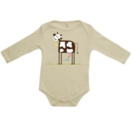 Kraftig økologisk babybody m. ko ecru_1