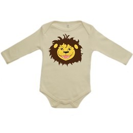 Kraftig økologisk babybody m.løve_ ecru_1