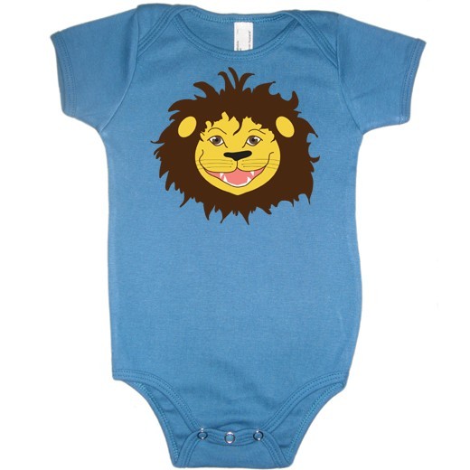 Økologisk babybody med dyreprint af løve petrolium_1